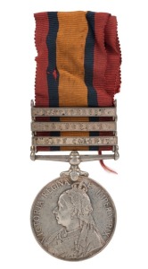 The QUEEN'S SOUTH AFRICA MEDAL with CAPE COLONY, TRANSVAAL and WITTEBERGEN clasps; engraved to Lieut. E.T. LEANE, Sth. Aus: I.B. Lieutenant Edwin Thomas Leane (later Colonel) was with the 4th Imperial Bushmen in South Africa. He was made a CBE as a result
