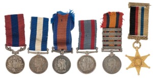 A GROUP OF MINIATURES including a Distinguished Conduct Medal (silver), a QV Conspicuous Gallantry Medal, a New Zealand Campaign Medal (undated), an 1885 North West Canada Medal, a Queen's South Africa Medal with 5 clasps, a 1900 Kimberley Star in 15ct go