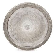 EARLY BHP INTEREST: HENRY YOUNG (of Collingwood in Melbourne)&nbsp;antique Australian silver serving tray with inscription "MANUFACTURED FROM THE FIRST SILVER FROM THE BARRIER RANGES" with central monogram