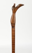 An antique Australian walking stick with shoe handle, fiddleback blackwood shaft with musk handle and Australian native timber mirrored dovetail keys, plus original brass ferule, 19th century, ​​​​​​​94cm high - 2