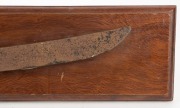 COLONIAL OFFICER'S SWORD relic condition, mounted on board with plaque "Colonial Officer's Sword circa 1838, Recovered From Wall During Renovations&nbsp;Launceston, 1959", ​​​​​​​the sword 74cm wide - 4