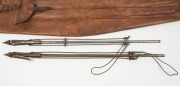 JARMANN (model 28) Norwegian harpoon and line throwing gun, with three harpoons and original leather case. Stamped with ownership details for JOHN ANDREW TENNANT MORTLOCK of Port Lincoln in South Australia. On September 14th, 1934, Mortlock was noted in l - 10