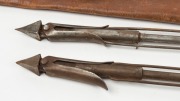 JARMANN (model 28) Norwegian harpoon and line throwing gun, with three harpoons and original leather case. Stamped with ownership details for JOHN ANDREW TENNANT MORTLOCK of Port Lincoln in South Australia. On September 14th, 1934, Mortlock was noted in l - 11