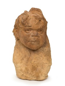 WILLIAM RICKETTS pottery bust of a young boy, incised "Wm. Ricketts", 32cm high