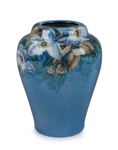 NEWTONE POTTERY vase with hand-painted floral decoration by DAISY MERTON, stamped "Newtone Pottery Sydney" and signed "Daisy Merton", 16cm high