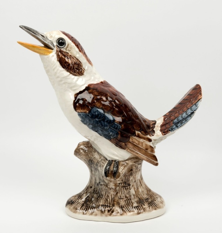 STUDIO AUSTRALIA ceramic laughing kookaburra statue, ​​​​​​​37cm high