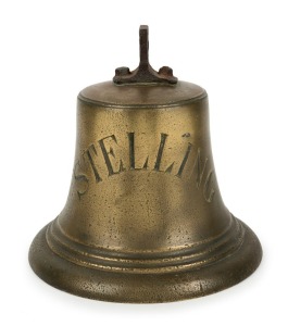 "STELLING" antique bronze ship's bell, 19th/20th, an impressive size of 29cm high, 30cm diameter