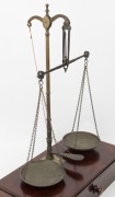 BANKER'S antique gold scales on mahogany base with assorted cup and lozenge weights, by Avery of London, 19th century,&nbsp; - 3