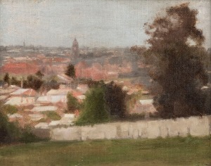 ARTIST UNKNOWN (Meldrum School), (Richmond, Melbourne), oil on canvas laid down on board, ​​​​​​​19 x 24cm, 25 x 30.5cm overall