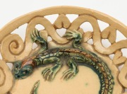 MARGUERITE MAHOOD pierced pottery dragon bowl, incised "Marguerite Mahood", ​​​​​​​4cm high, 15cm diameter - 3
