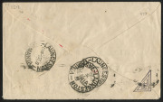 4 Sept. 1919 (AAMC.23) Hobart - Launceston cover with Peace Loan advertising and KGV 1½d brown carried by ED Cummings in a Sopwith Pup on the first aerial mail flight in Tasmania, violet two-line 'FIRST TAS. AERO MAIL/DPMG' handstamp and 'LAUNCESTON/-5SE1 - 3