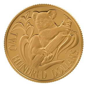 TWO HUNDRED DOLLARS, 1980 $200 gold Koala Proof.