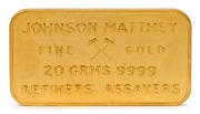 Great Britain - Coins: Johnson Matthey/Bank of England, twenty gram fine gold ingot.