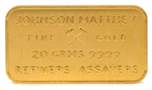 Great Britain - Coins: Johnson Matthey/Bank of England, twenty gram fine gold ingot.