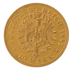 Germany - Coins: 1887 10 Mark King Wilhelm I, gold coin, Unc.