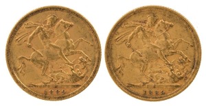 1889 Sovereign, Jubilee head, St. George reverse, Sydney & Melbourne, (2).