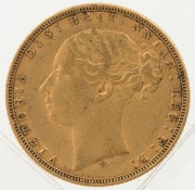 1872 Sovereign, Young head, St. George reverse, Melbourne, VF. - 2