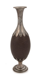 HENRY STEINER of Adelaide, Australian silver mounted emu egg vase, 19th century, stamped "H. Steiner" with pictorial marks, 27cm high