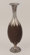 HENRY STEINER of Adelaide, Australian silver mounted emu egg vase, 19th century, stamped "H. Steiner" with pictorial marks, 27cm high - 3