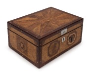 A folk art Australian specimen wood box with lift-out tray, emblazoned under the lid "Canberra, Australia", circa 1930, ​​​​​​​13cm high, 25cm wide, 19cm deep - 2