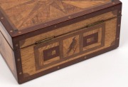 A folk art Australian specimen wood box with lift-out tray, emblazoned under the lid "Canberra, Australia", circa 1930, ​​​​​​​13cm high, 25cm wide, 19cm deep - 5