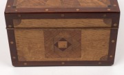 A folk art Australian specimen wood box with lift-out tray, emblazoned under the lid "Canberra, Australia", circa 1930, ​​​​​​​13cm high, 25cm wide, 19cm deep - 7