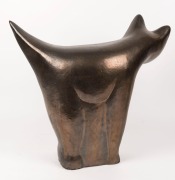 ARTIST UNKNOWN studio pottery cat statue with bronze glaze,&nbsp; 45cm high, 52cm wide. - 2