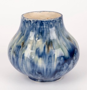 LILLIAN WHITNEY blue glazed hand-built pottery vase, incised "L.W.", 14.5cm high
