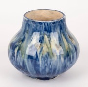 LILLIAN WHITNEY blue glazed hand-built pottery vase, incised "L.W.", ​​​​​​​14.5cm high - 2