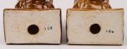 J.J. CERAMICS pair of brown glazed bookends, with original foil label, ​​​​​​​11cm high - 4