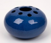 OSREY blue glazed pottery hatpin holder, incised "Osrey, Ballarat, 1924", 8cm high, 14cm wide - 2