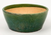 BOSLEY green glazed pottery bowl, impressed stamp to base, 10cm high, 25cm diameter - 2