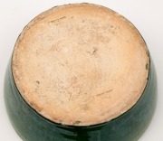 BOSLEY green glazed pottery bowl, impressed stamp to base, 10cm high, 25cm diameter - 3