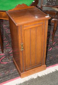 An antique walnut pot cabinet, late 19th century, 84cm high, 38cm wide, 36cm deep