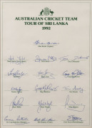 1985 AUSTRALIA to ENGLAND with 17 signatures [Allan Border, Captain; Andrew Hilditch, Vice Captain]; 1992 AUSTRALIAN CRICKET TEAM TOUR OF SRI LANKA with 16 signatures [Allan Border, Captain; Mark Taylor, Vice Captain]; 1992 Benson & Hedges World Cup AUSTR - 4