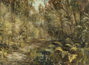 NEIL DOUGLAS 1911-2003), untitled bush scene, oil on board, signed lower right "Neil Douglas", ​​​​​​​44 x 60cm, 71 x 87cm overall