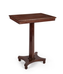 A rare Colonial casuarina side table with octagonal column, quadriform base and turned feet, circa 1840s, 74cm high, 55cm wide, 40.5cm deep