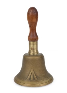 A convict watchman's alarm bell with broad arrow mark, 19th century, 27cm high