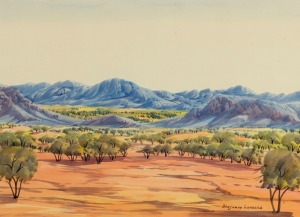 BENJAMIN LANDARA&nbsp;(1921-1985), Central Australian landscape, watercolour, ​​​​​​​signed lower right "Benjamin Landara", 37 x 52cm, 54 x 56cm overall