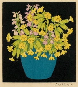 JOHN HALL THORPE (1874-1947), Cowslips, woodblock print, signed lower right "Hall Thorpe", 18 x 16cm, 43 x 43cm overall