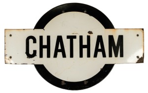 CHATHAM train station platform sign, 20th century, 51 x 81cm