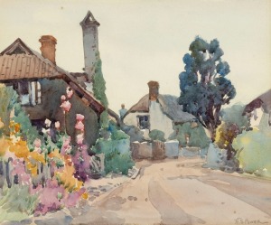 HAROLD SEPTIMUS POWER (1878-1951), untitled cottage scene, watercolour, signed lower right "H.S. Power", ​​​​​​​25 x 30cm, 41 x 48cm overall