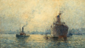 FREDERICK JAMES (FRED) ELLIOTT (1864-1949), Darling Harbour, Sydney, watercolour, signed lower right "F. Elliott", 29 x 52cm, 38 x 60cm overall