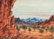 MAURICE NAMATJIRA&nbsp;(1938-1977), (Hermannsburg&nbsp;landscape), watercolour, signed lower right "Maurice Namatjira", 27 x 37cm, 35 x 45cm overall