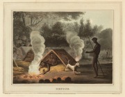 JOHN HEAVISIDE CLARK (British, 1771-1863), The Repose, hand-coloured engraving from the series "Field Sports Of The Native Inhabitants Of New South Wales", c.1813, 21 x 26cm, 37 x 41cm overall. Together with:  NICHOLAS CHEVALIER (1828-1902), The Old and - 5