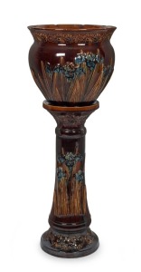 HOFFMAN POTTERY "Iris" jardiniere on matching pedestal, 91cm high