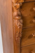 An antique Australian huon pine eight drawer chest with carved corbels and cross-banded edge, circa 1880, 144cm high, 122cm wide, 59cm deep - 2