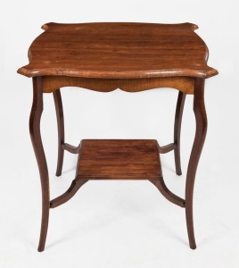 An Australian fiddleback blackwood shaped top occasional table with handsomely selected cuts of timbers, early 20th century, 73cm high, 67cm wide, 67cm deep
