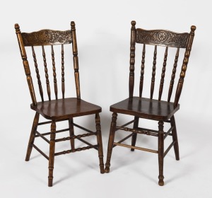 Two antique Australian dining chairs with pressed backs, 19th/20th century