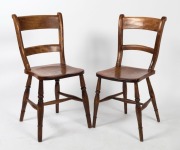 An antique Australian farmhouse kitchen table, kauri pine with three plank celery pine top, South Australian origin, circa 1860s, together with an attractive set of six beech and hardwood cottage chairs, (7 items), the table 74cm high, 183cm wide, 83cm de - 5